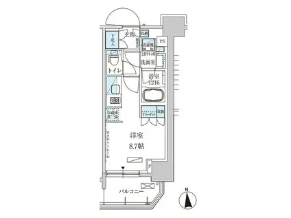 パークアクシス上野三丁目(ワンルーム/8階)の間取り写真