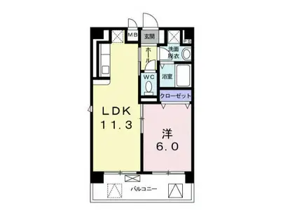 横網 リバーイースト(1LDK/6階)の間取り写真