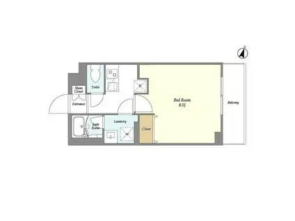 テラスミーレ文京弥生(1K/1階)の間取り写真