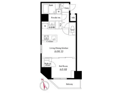 ハーモニーレジデンス浅草002(1LDK/3階)の間取り写真