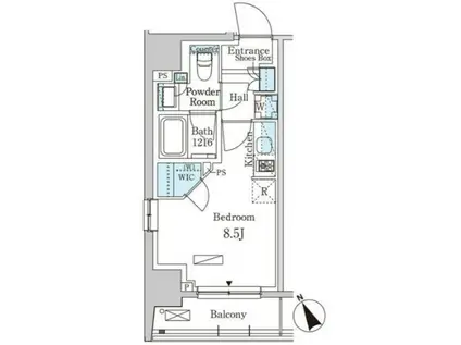 パークアクシス日本橋茅場町ステーションゲート(ワンルーム/4階)の間取り写真