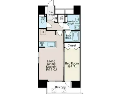 ミュプレ根岸(1LDK/8階)の間取り写真