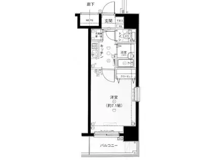 メインステージ茅場町(1K/9階)の間取り写真