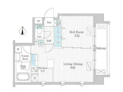 UPPER FIELD WOOD(1LDK/3階)の間取り写真