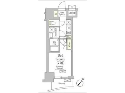 テラス月島(1K/8階)の間取り写真