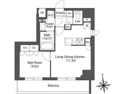 ミリアレジデンス蔵前(1LDK/10階)の間取り写真