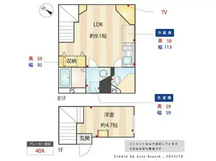ARROWSAL SHINKAWA(1LDK/1階)の間取り写真