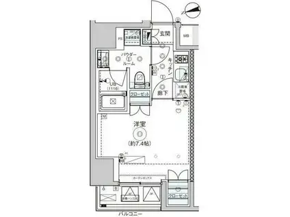 ドムス・スタイル浅草(1K/4階)の間取り写真