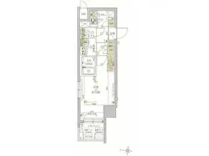 ライジングプレイス浅草イースト(1K/4階)の間取り写真