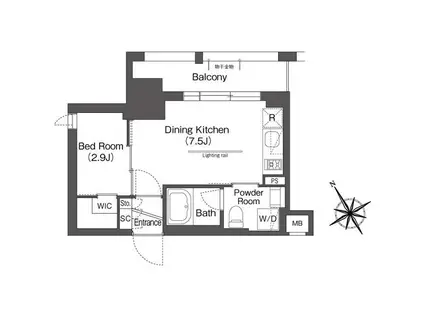 BLUROCK後楽園(1DK/4階)の間取り写真