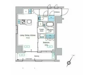 プレディアコート森下テラス(1LDK/3階)の間取り写真