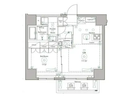 DIPS上野ノース(1LDK/2階)の間取り写真