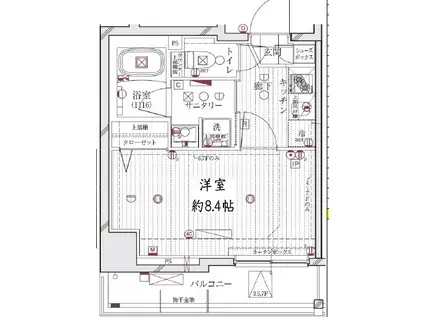 レガリス清澄白河ブロッサム(1K/8階)の間取り写真