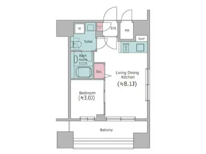 クレヴィアリグゼ日暮里(1LDK/9階)の間取り写真