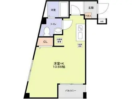 ラヴィエント三ノ輪パークサイド(ワンルーム/3階)の間取り写真