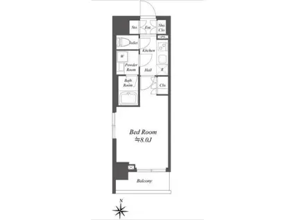 AIFLAT両国(1K/4階)の間取り写真