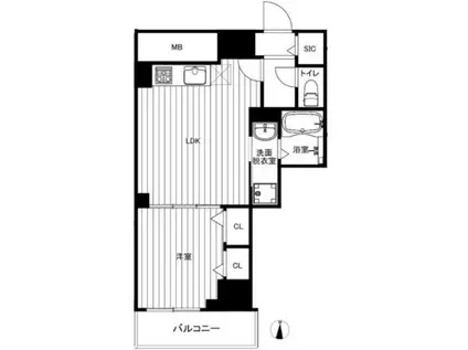 パレスシンシア江東橋(1LDK/12階)の間取り写真