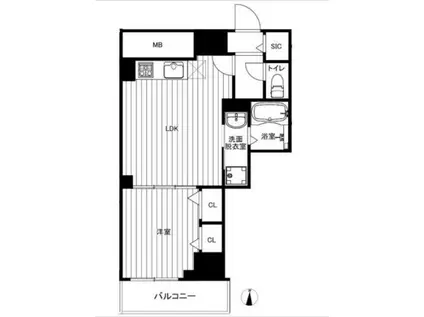 パレスシンシア江東橋(1LDK/13階)の間取り写真