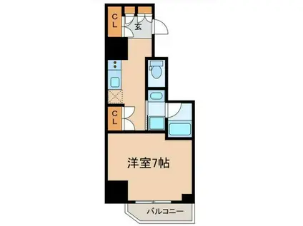 レヴァンテ浅草観音 弐(1K/4階)の間取り写真