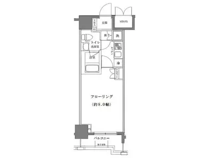 ライジングプレイス南千住(1K/2階)の間取り写真