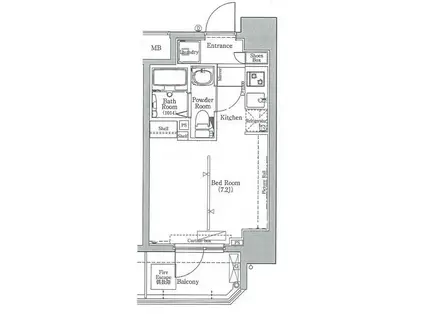AXAS東京イーストレジデンス(1K/2階)の間取り写真