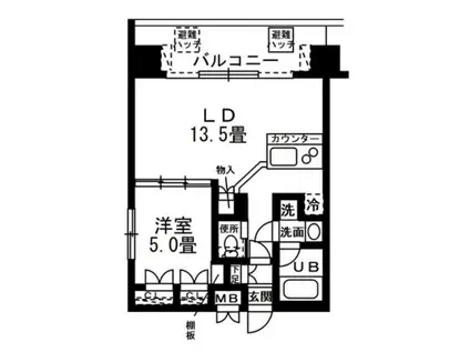 レジディア錦糸町(1LDK/6階)の間取り写真