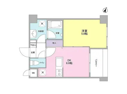 カーサ・アカマ(1DK/6階)の間取り写真