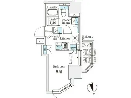 浅草田原町レジデンス(1K/12階)の間取り写真
