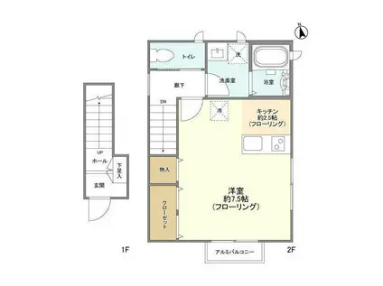 コモド本木(ワンルーム/2階)の間取り写真