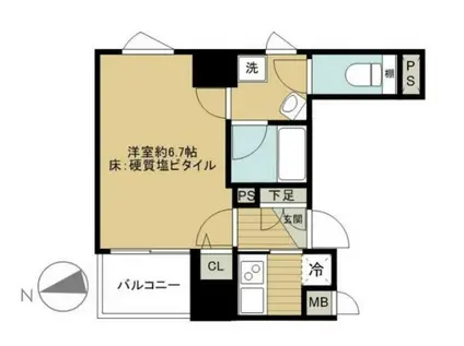 パレステュディオ御茶ノ水湯島駅前(1K/2階)の間取り写真