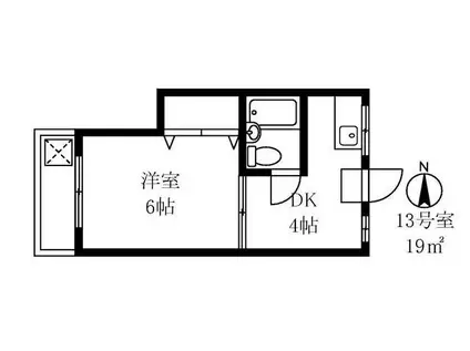 プランドール小日向Ⅰ(1DK/1階)の間取り写真