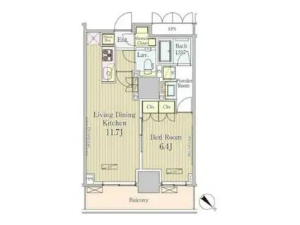 パークアクシス御茶ノ水(1LDK/16階)の間取り写真