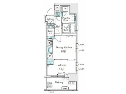 レジディア大手町北(1DK/12階)の間取り写真