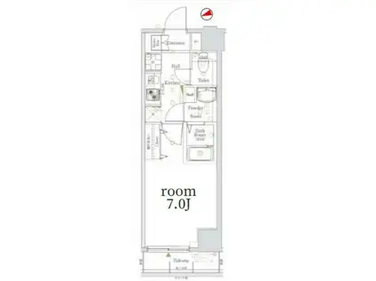 LOG銀座東(1K/3階)の間取り写真