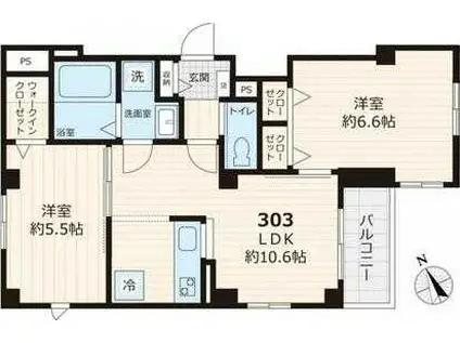 YUSHIMA KWD 7(2LDK/3階)の間取り写真