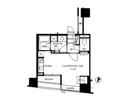 パークアクシス日本橋ステージ(ワンルーム/9階)の間取り写真