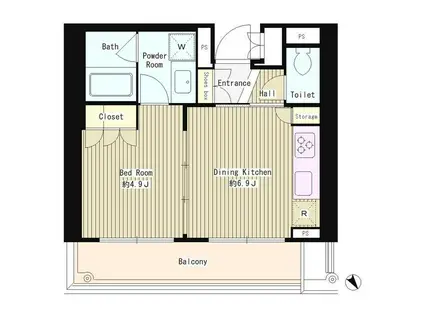 MMガーデン(1DK/4階)の間取り写真