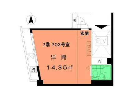 大野第一ビル(ワンルーム/7階)の間取り写真