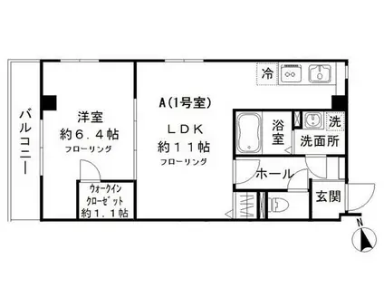 レッドウィング(1LDK/4階)の間取り写真
