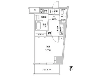 ドミール青柳(1K/8階)の間取り写真