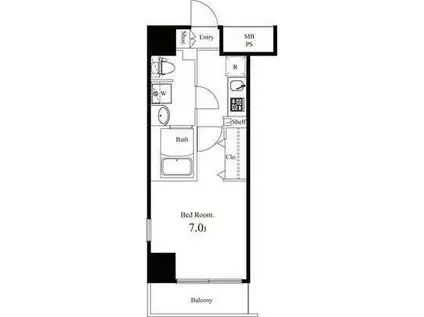エクアス錦糸町(1K/11階)の間取り写真