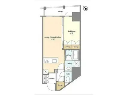 BLAU三ノ輪(1LDK/4階)の間取り写真