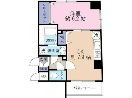 VIDA文京関口(1DK/4階)の間取り写真