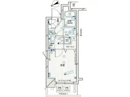 パークウェル千駄木駅前(1K/6階)の間取り写真