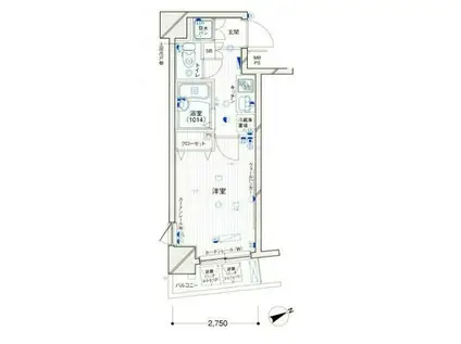 パークウェル千駄木駅前(1K/2階)の間取り写真