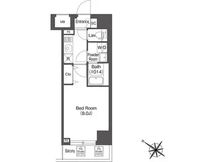 エスタート三ノ輪(1K/11階)の間取り写真