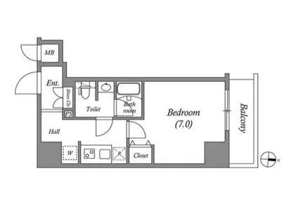 プレール・ドゥーク両国Ⅲ(1K/4階)の間取り写真