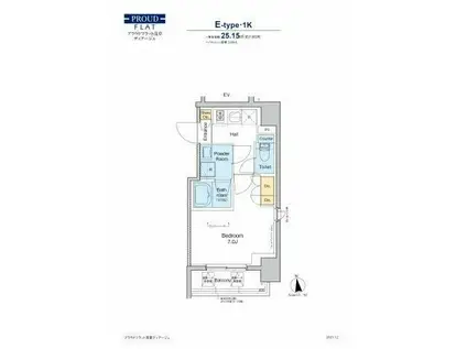 プラウドフラット浅草ディアージュ(1K/2階)の間取り写真