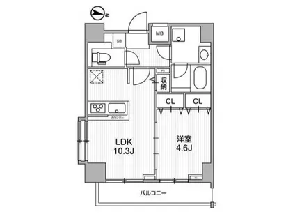 LUNIQ錦糸町(1LDK/3階)の間取り写真