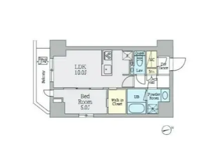 クレストコート上野(1LDK/9階)の間取り写真